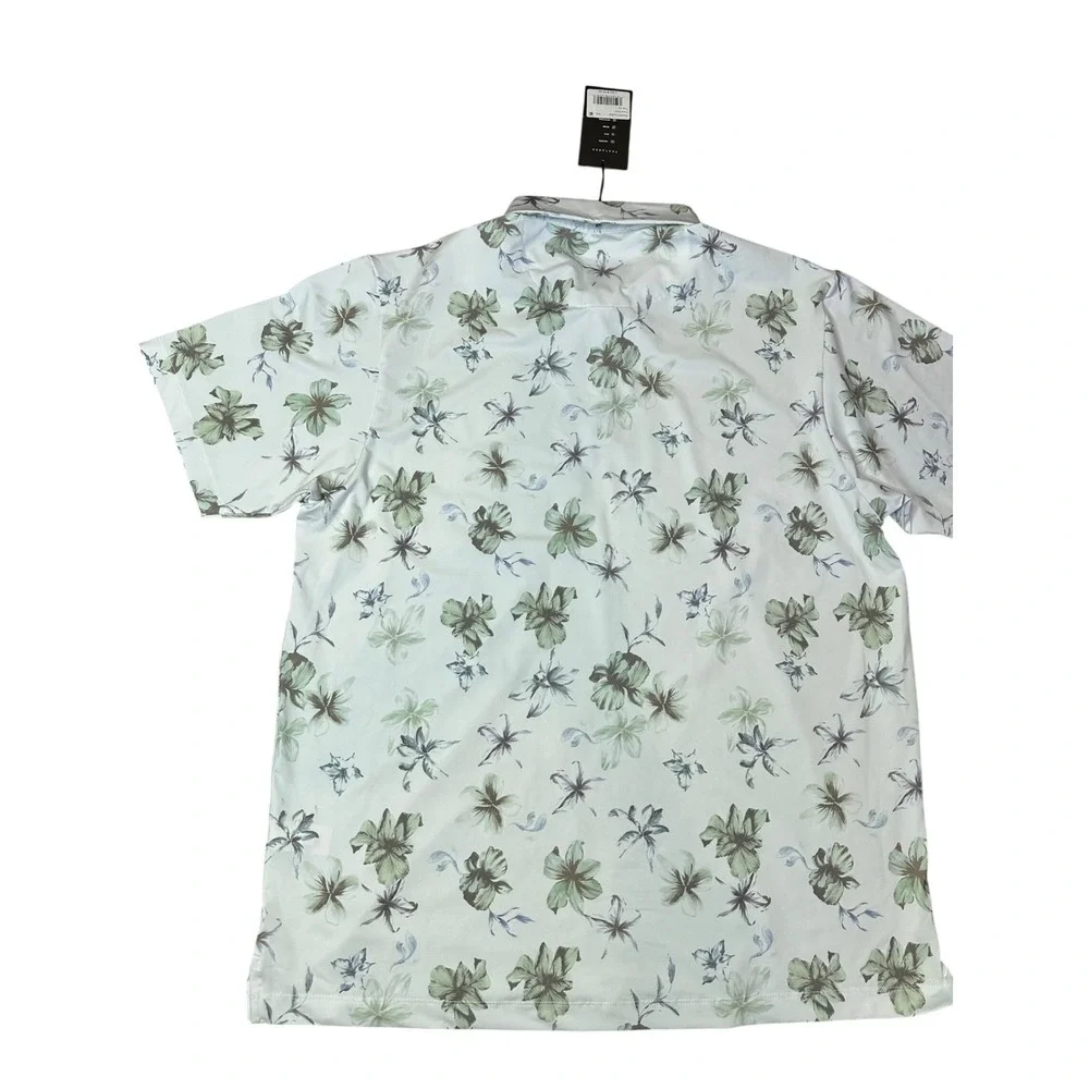 Bad Birdie Mens The OC Core Polo‎ Floral White Green BBMP015-604 XXL New